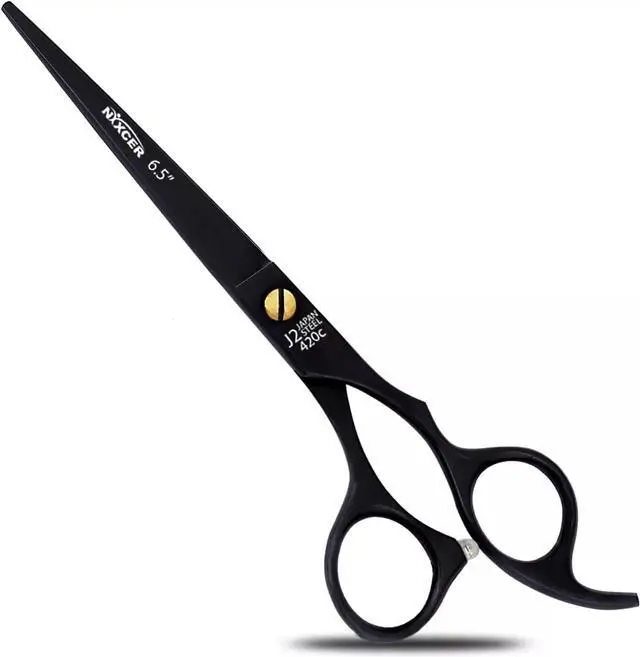 Main image of Nixcer Professional Hair Cutting Scissors 6.5" For Hairdressers 100% Japanese Steel Ergonomic Design Offset Grip Moose Screw Black