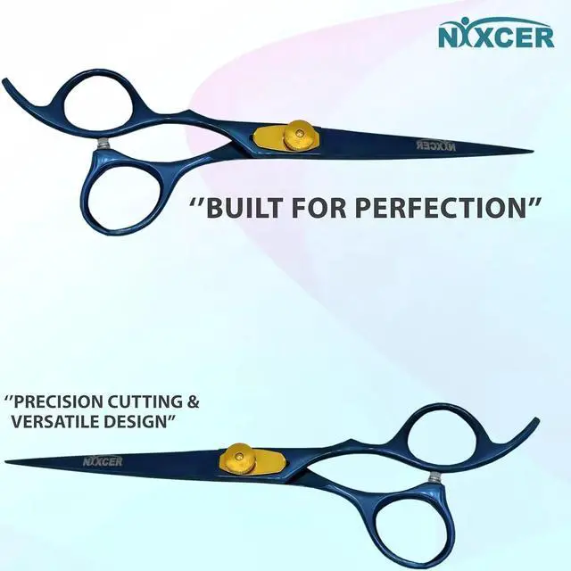 Alt view image 6 of 6 - Nixcer Hair Cutting Scissors Sharp Razor Edge Blade Hair Shears Series 7" With Fine Adjustment Stainless Steel Hair Scissors Professional For Men Women Pets Blue
