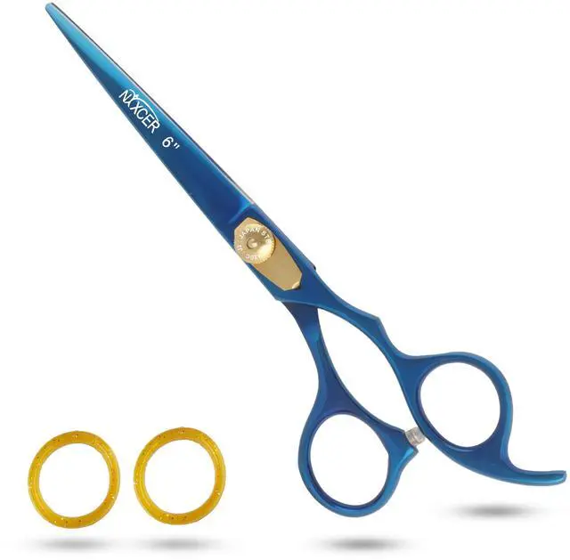 Main image of Nixcer Hair Cutting Scissors -Sharp Razor Edge Blade Hair Shears Series 6" With Fine Adjustment Stainless Steel Hair Scissors Professional For Men Women Pets Blue/Gold