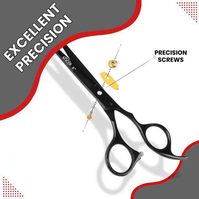 Alt view image 5 of 7 - Nixcer Hair Cutting Scissors Sharp Razor Edge Blade Hair Shears Series 6" With Fine Adjustment Stainless Steel Hair Scissors Professional For Men Women Pets Black