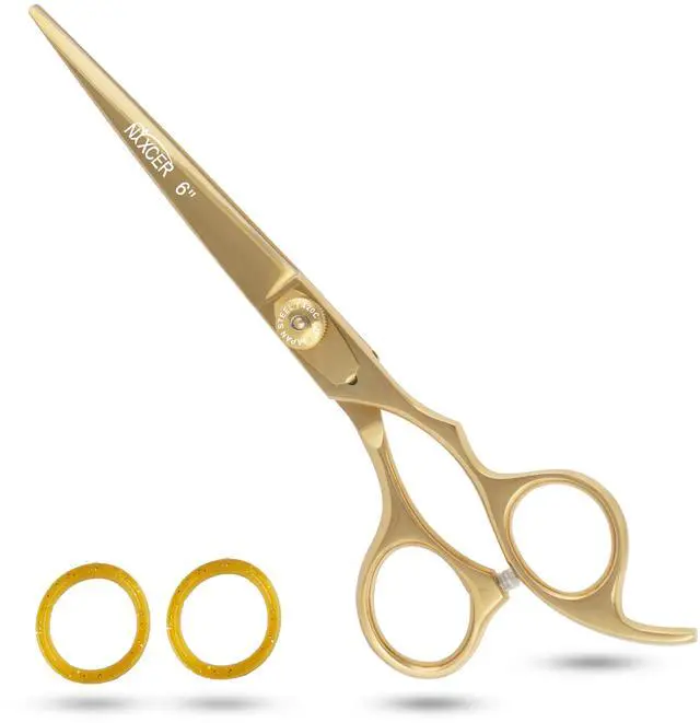 Main image of Nixcer Hair Cutting Scissors Sharp Razor Edge Blade Hair Shears Series 6" With Fine Adjustment Stainless Steel Hair Scissors Professional For Men Women Pets Gold