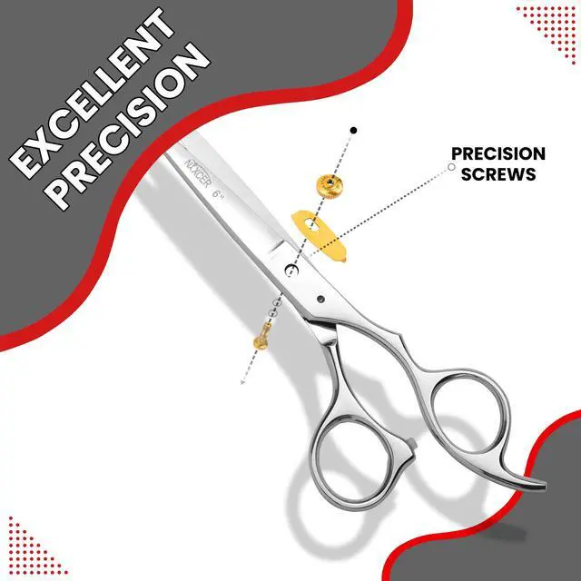 Alt view image 5 of 7 - Nixcer Hair Cutting Scissors -Sharp Razor Edge Blade Hair Shears Series 6" With Fine Adjustment Stainless Steel Hair Scissors Professional For Men Women Pets SIlver