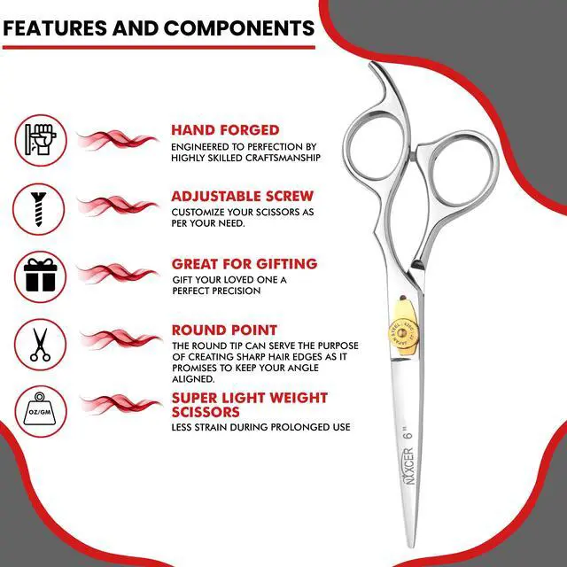 Alt view image 6 of 7 - Nixcer Hair Cutting Scissors -Sharp Razor Edge Blade Hair Shears Series 6" With Fine Adjustment Stainless Steel Hair Scissors Professional For Men Women Pets SIlver