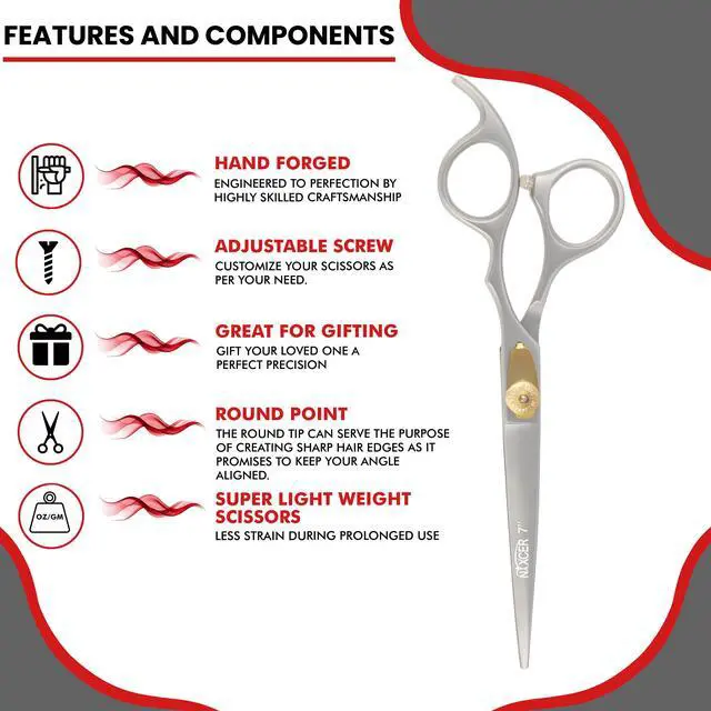 Alt view image 6 of 7 - Nixcer Hair Cutting Scissors -Sharp Razor Edge Blade Hair Shears Series 7" With Fine Adjustment Stainless Steel Hair Scissors Professional For Men Women Pets Sand