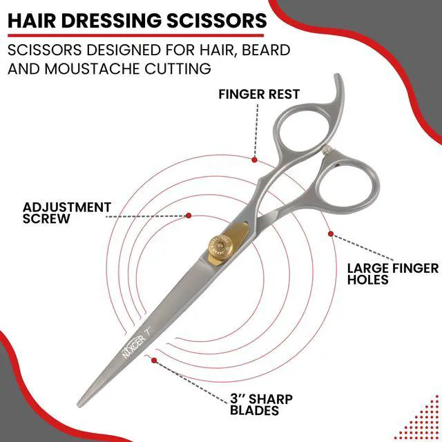 Alt view image 4 of 7 - Nixcer Hair Cutting Scissors -Sharp Razor Edge Blade Hair Shears Series 7" With Fine Adjustment Stainless Steel Hair Scissors Professional For Men Women Pets Sand