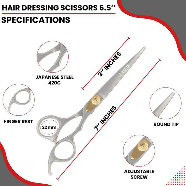 Alt view image 3 of 7 - Nixcer Hair Cutting Scissors -Sharp Razor Edge Blade Hair Shears Series 7" With Fine Adjustment Stainless Steel Hair Scissors Professional For Men Women Pets Sand
