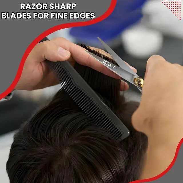 Alt view image 7 of 7 - Nixcer Hair Cutting Scissors -Sharp Razor Edge Blade Hair Shears Series 7" With Fine Adjustment Stainless Steel Hair Scissors Professional For Men Women Pets Sand