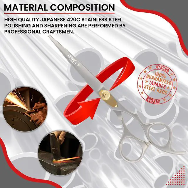 Alt view image 2 of 7 - Nixcer Hair Cutting Scissors -Sharp Razor Edge Blade Hair Shears Series 7" With Fine Adjustment Stainless Steel Hair Scissors Professional For Men Women Pets Sand