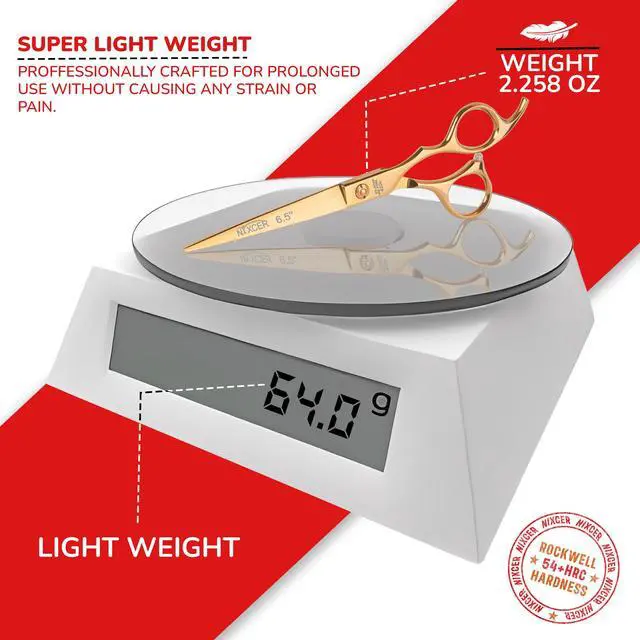 Alt view image 6 of 7 - Nixcer Professional Hair Cutting Scissors 6.5" For Hairdressers - 100% Japanese Steel, Ergonomic Design, Offset Grip, Universal Key Screw Adjustment Gold