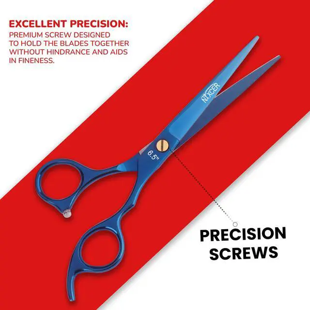 Alt view image 4 of 7 - Nixcer Professional Hair Cutting Scissors 6.5" For Hairdressers  100% Japanese Steel Ergonomic Design Offset Grip Moose Screw Blue