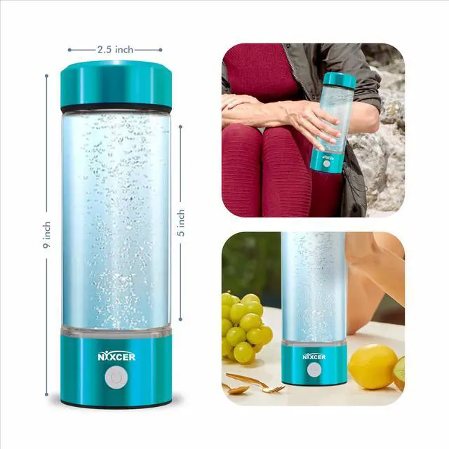Alt view image 2 of 7 - Nixcer Hydrogen Water Bottle Generator - 3 Min SPE PEM Tech, 2025 Model, 420ML Portable Hydro Water Bottle Machine for Travel, Wellness & Recovery, Ideal for Kids, Men & Women Turquoise