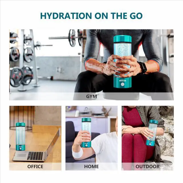 Alt view image 5 of 7 - Nixcer Hydrogen Water Bottle Generator - 3 Min SPE PEM Tech, 2025 Model, 420ML Portable Hydro Water Bottle Machine for Travel, Wellness & Recovery, Ideal for Kids, Men & Women Turquoise