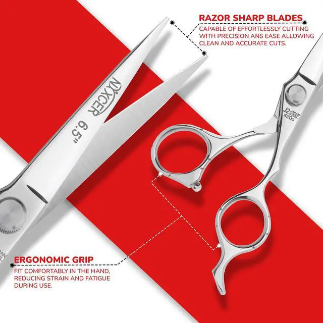 Alt view image 5 of 7 - NIXCER PROFESSIONAL SERIES RAVEN RAZOR EDGE FLAT HEAD SCREW HAIR CUTTING SCISSORS 6.5" SILVER