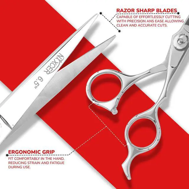 Alt view image 5 of 7 - NIXCER PROFESSIONAL SERIES RAVEN RAZOR EDGE ADJUSTABLE SCREW HAIR CUTTING SCISSORS 6.5" SILVER