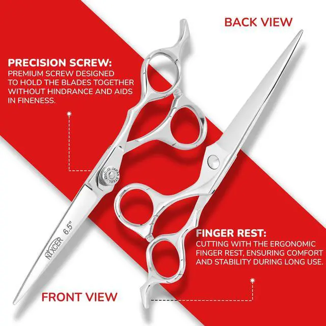 Alt view image 3 of 7 - NIXCER PROFESSIONAL SERIES RAVEN RAZOR EDGE ADJUSTABLE SCREW HAIR CUTTING SCISSORS 6.5" SILVER