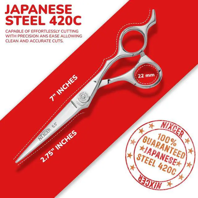 Alt view image 4 of 7 - NIXCER PROFESSIONAL SERIES RAVEN RAZOR EDGE ADJUSTABLE SCREW HAIR CUTTING SCISSORS 6.5" SILVER