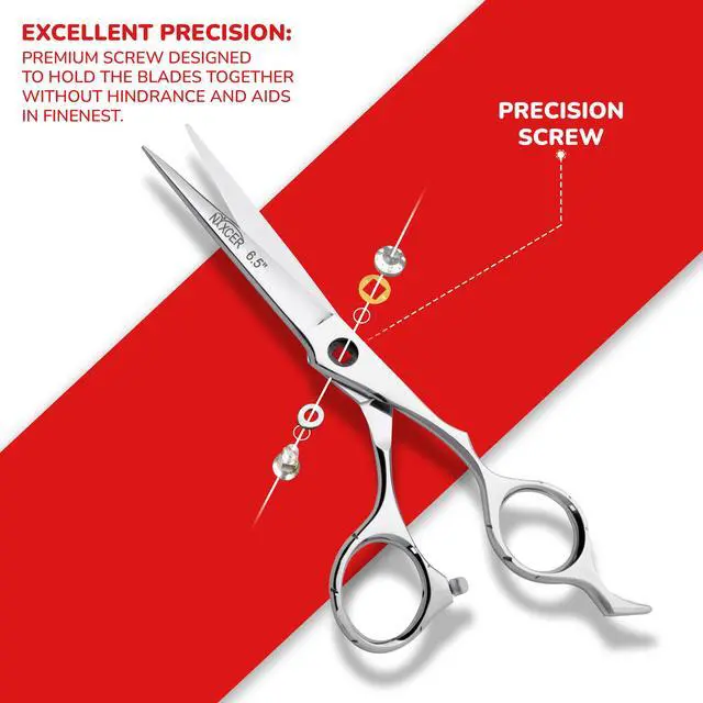 Alt view image 2 of 7 - NIXCER PROFESSIONAL SERIES RAVEN RAZOR EDGE DOTTED SCREW HAIR CUTTING SCISSORS 6.5" SILVER
