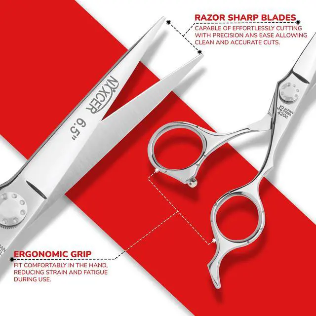 Alt view image 5 of 7 - NIXCER PROFESSIONAL SERIES RAVEN RAZOR EDGE DOTTED SCREW HAIR CUTTING SCISSORS 6.5" SILVER