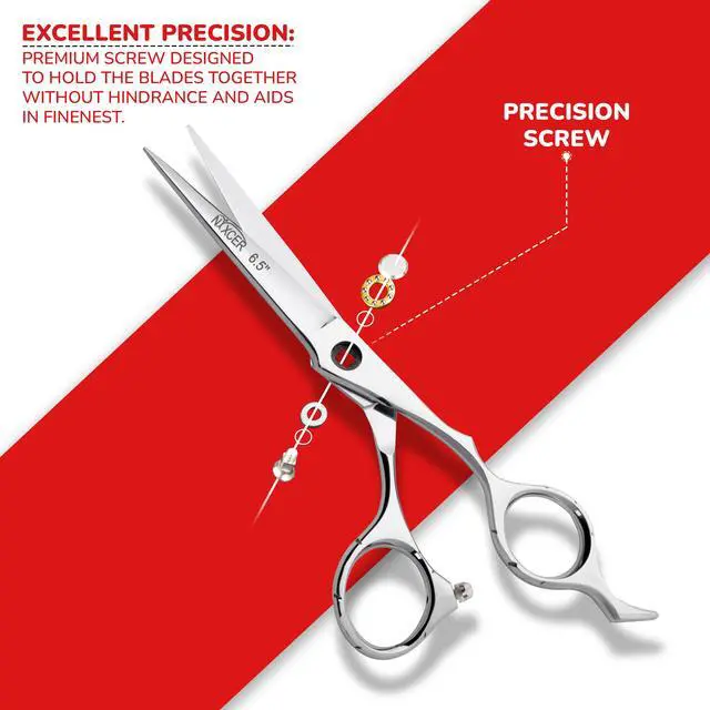 Alt view image 2 of 7 - NIXCER PROFESSIONAL SERIES RAVEN RAZOR EDGE BALL BEARING SCREW HAIR CUTTING SCISSORS 6.5" SILVER