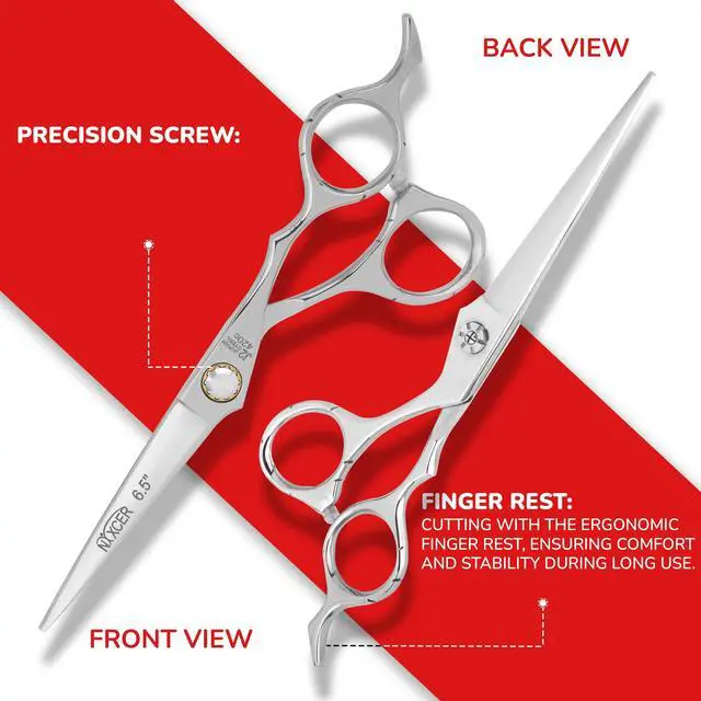 Alt view image 3 of 7 - NIXCER PROFESSIONAL SERIES RAVEN RAZOR EDGE BALL BEARING SCREW HAIR CUTTING SCISSORS 6.5" SILVER