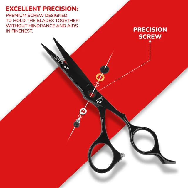 Alt view image 2 of 7 - NIXCER PROFESSIONAL SERIES RAVEN RAZOR EDGE FLAT HEAD SCREW HAIR CUTTING SCISSORS 6.5" BLACK