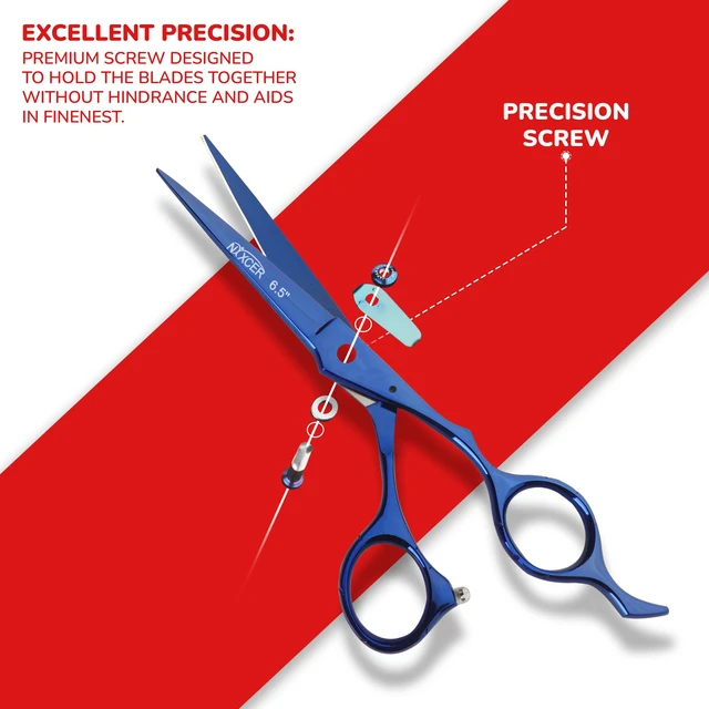 Alt view image 2 of 7 - NIXCER PROFESSIONAL SERIES RAVEN RAZOR EDGE ADJUSTABLE SCREW HAIR CUTTING SCISSORS 6.5" BLUE
