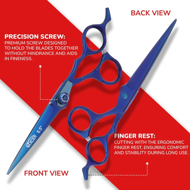 Alt view image 3 of 7 - NIXCER PROFESSIONAL SERIES RAVEN RAZOR EDGE ADJUSTABLE SCREW HAIR CUTTING SCISSORS 6.5" BLUE
