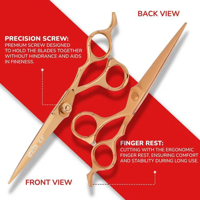 Alt view image 3 of 7 - NIXCER PROFESSIONAL SERIES RAVEN RAZOR EDGE ADJUSTABLE SCREW HAIR CUTTING SCISSORS 6.5" GOLD