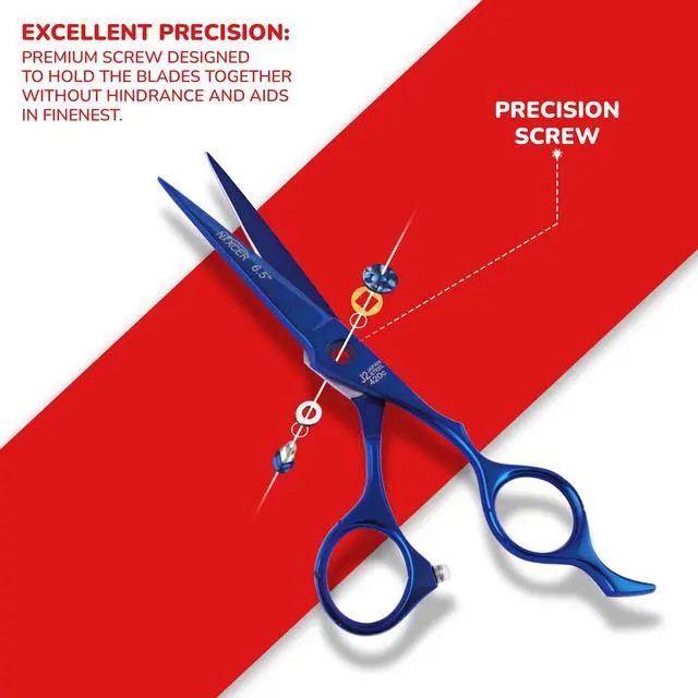 Alt view image 2 of 7 - NIXCER PROFESSIONAL SERIES RAVEN RAZOR EDGE FOOTBALL SCREW HAIR CUTTING SCISSORS 6.5" BLUE