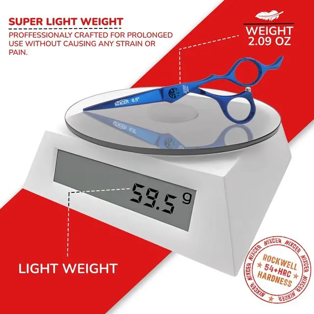Alt view image 7 of 7 - NIXCER PROFESSIONAL SERIES RAVEN RAZOR EDGE FOOTBALL SCREW HAIR CUTTING SCISSORS 6.5" BLUE
