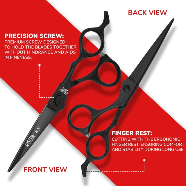 Alt view image 3 of 7 - NIXCER PROFESSIONAL SERIES RAVEN RAZOR EDGE FOOTBALL SCREW HAIR CUTTING SCISSORS 6.5" BLACK