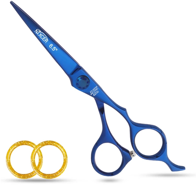 Main image of NIXCER PROFESSIONAL SERIES RAVEN RAZOR EDGE DOTTED SCREW HAIR CUTTING SCISSORS 6.5" BLUE