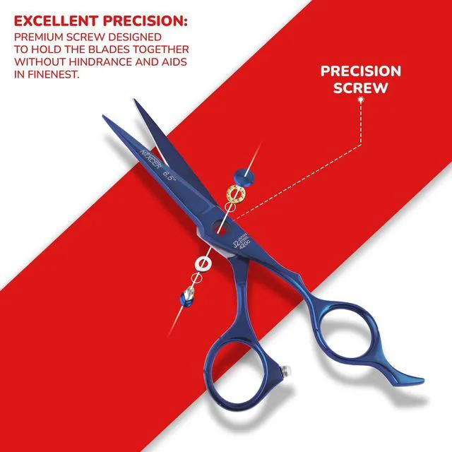 Alt view image 2 of 7 - NIXCER PROFESSIONAL SERIES RAVEN RAZOR EDGE BALL BEARING SCREW HAIR CUTTING SCISSORS 6.5" BLUE