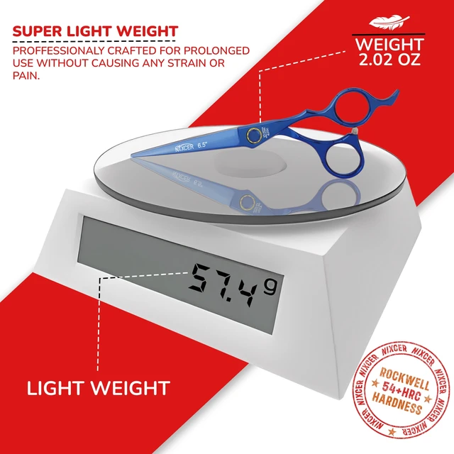 Alt view image 7 of 7 - NIXCER PROFESSIONAL SERIES RAVEN RAZOR EDGE BALL BEARING SCREW HAIR CUTTING SCISSORS 6.5" BLUE