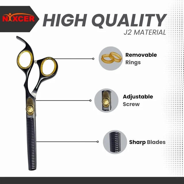 Alt view image 5 of 5 - Nixcer Hair Thinning Scissors - Sharp Teeth CNC Blade with Fine Adjustment 6" 420C J2 Japanese Steel Professional Thinners for Men, Women