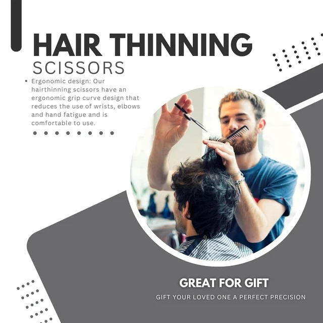 Alt view image 3 of 5 - Nixcer Hair Thinning Scissors - Sharp Teeth CNC Blade with Fine Adjustment 6" 420C J2 Japanese Steel Professional Thinners for Men, Women