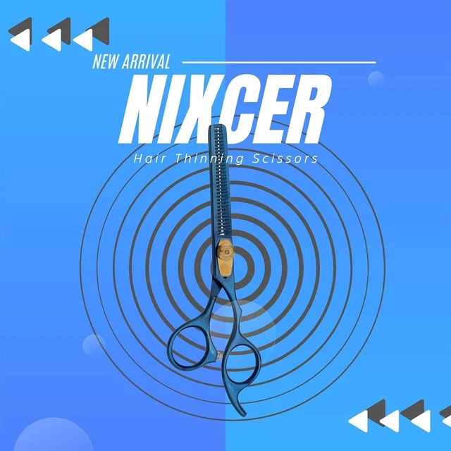 Alt view image 2 of 5 - Nixcer Hair Thinning Scissors - Sharp Teeth CNC Blade with Fine Adjustment 6" 420C J2 Japanese Steel Professional Thinners for Men, Women Blue