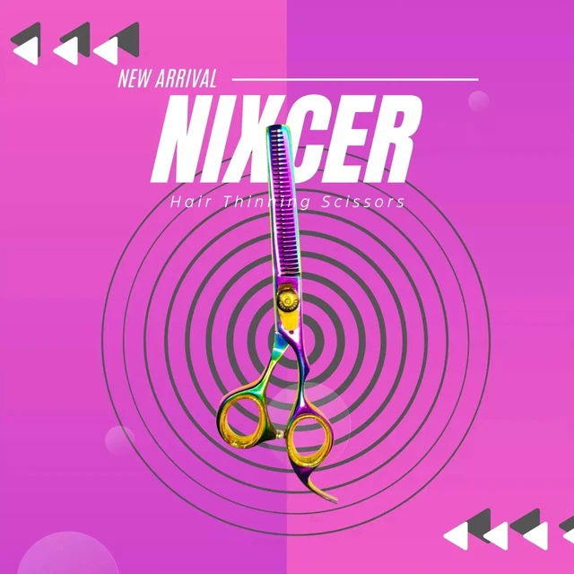 Alt view image 2 of 5 - Nixcer Hair Thinning Scissors - Sharp Teeth CNC Blade with Fine Adjustment 6" 420C J2 Japanese Steel Professional Thinners for Men, Women Rainbow