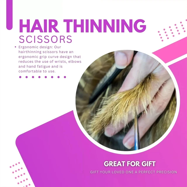Alt view image 5 of 5 - Nixcer Hair Thinning Scissors - Sharp Teeth CNC Blade with Fine Adjustment 6" 420C J2 Japanese Steel Professional Thinners for Men, Women Rainbow