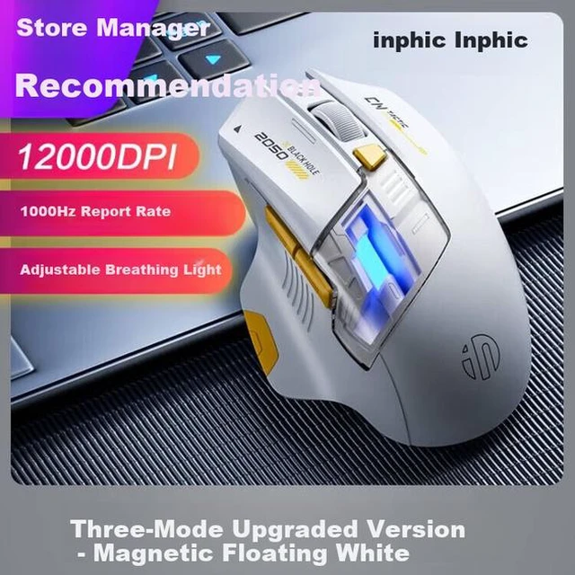 Alt view image 2 of 3 - INPHIC A9 V2 Explorer Wireless Gaming Mouse, 12800 DPI Silent Mouse White