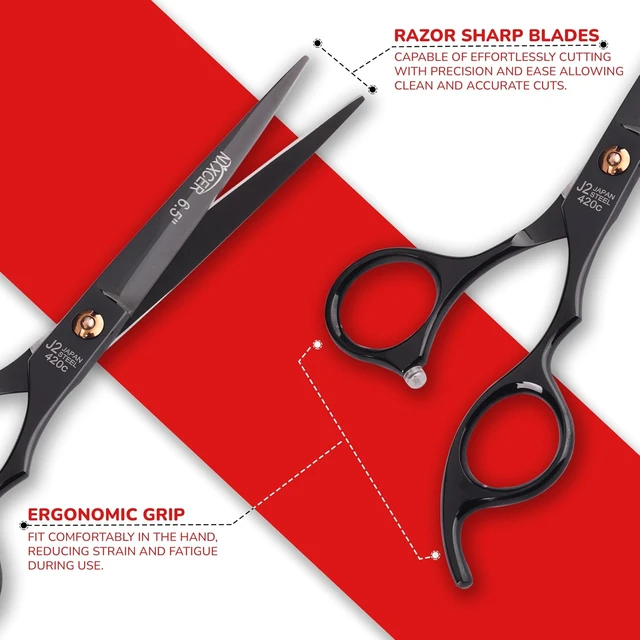 Alt view image 2 of 6 - NIXCER PROFESSIONAL SERIES RAZOR EDGE KEY SCREW HAIR CUTTING SCISSOR 6.5" BLACK