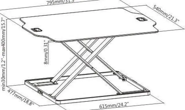 Alt view image 5 of 11 - AMER NETWORKS EZUP3222 SIT-STAND DESK CONVERTER RISER