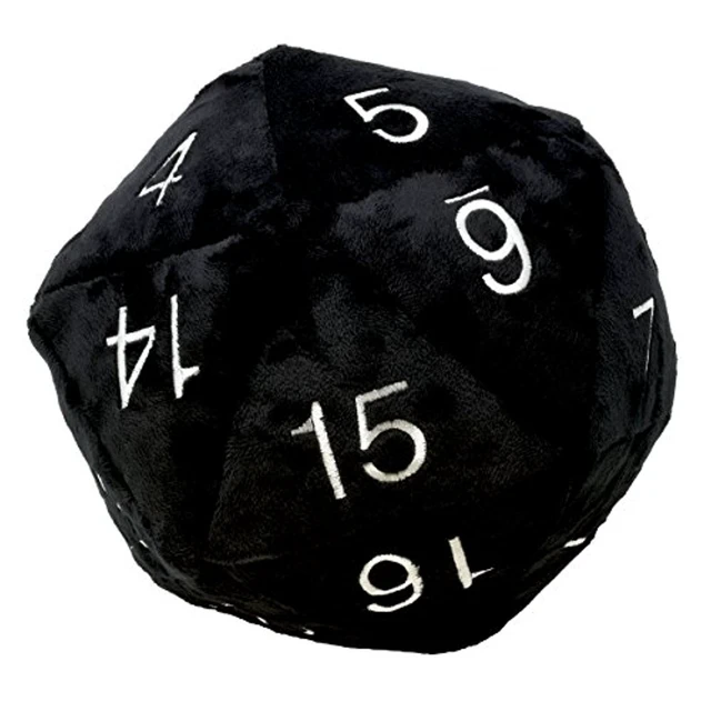 Alt view image 6 of 6 - D20 10" Jumbo Plush Dice - Black w/Silver MINT/New