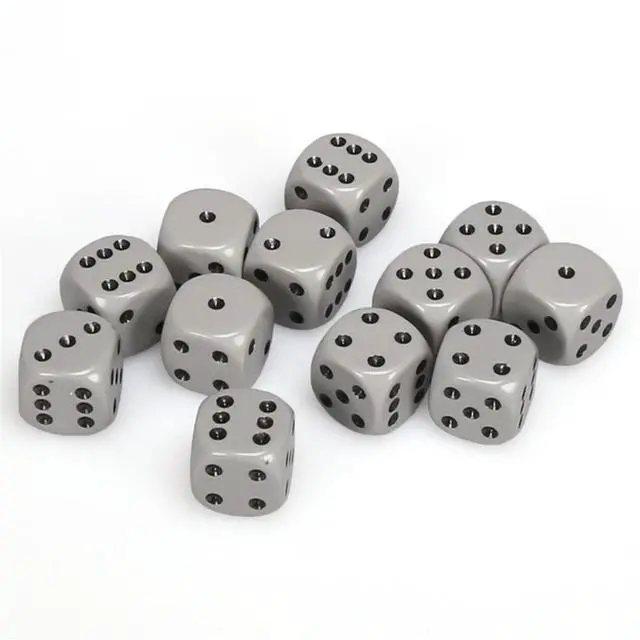 Alt view image 4 of 6 - Gray Opaque D6 Dice with Black Pips 16mm (5/8in) Pack of 12 Dice Chessex