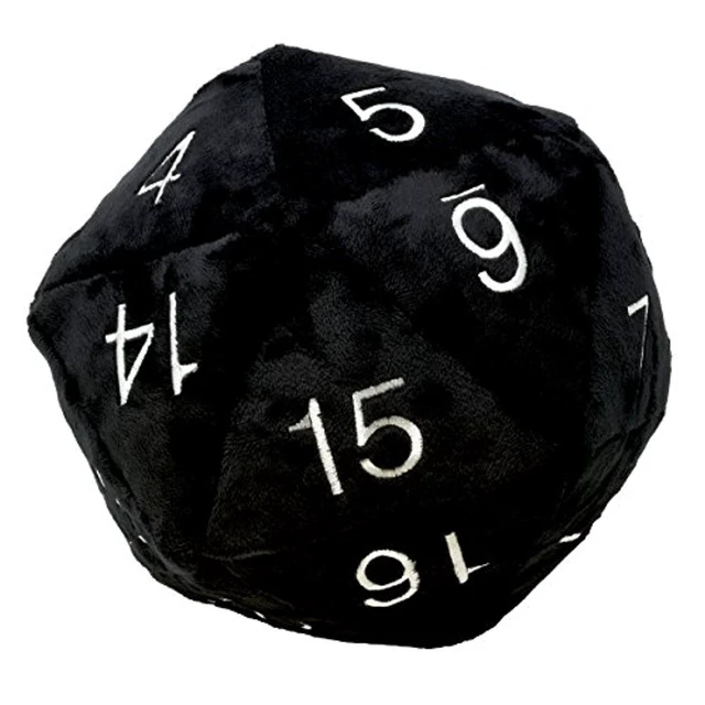 Alt view image 2 of 6 - D20 10" Jumbo Plush Dice - Black w/Silver MINT/New