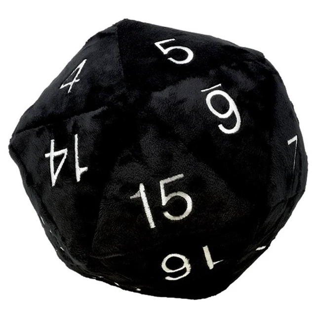 Alt view image 4 of 6 - D20 10" Jumbo Plush Dice - Black w/Silver MINT/New