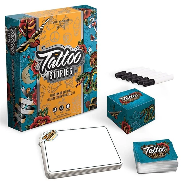 Alt view image 2 of 9 - Tattoo Stories Drawing Party Game Quick Paced Easy to Learn Family Friendly Fun Bicycle