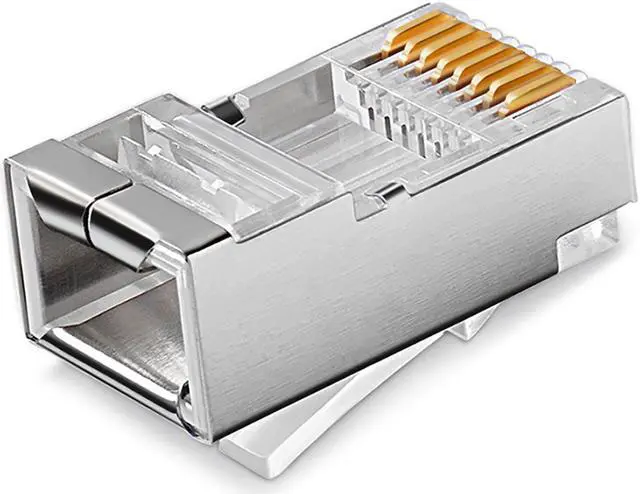 Alt view image 2 of 4 - 100 pcs RJ45 8P8C CAT5E Shielded Modular plug gold plated network connector