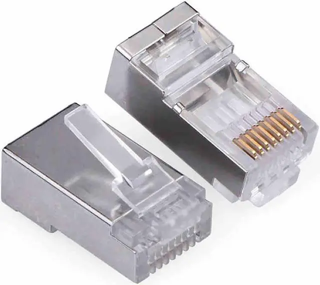 Alt view image 3 of 4 - 100 pcs RJ45 8P8C CAT5E Shielded Modular plug gold plated network connector
