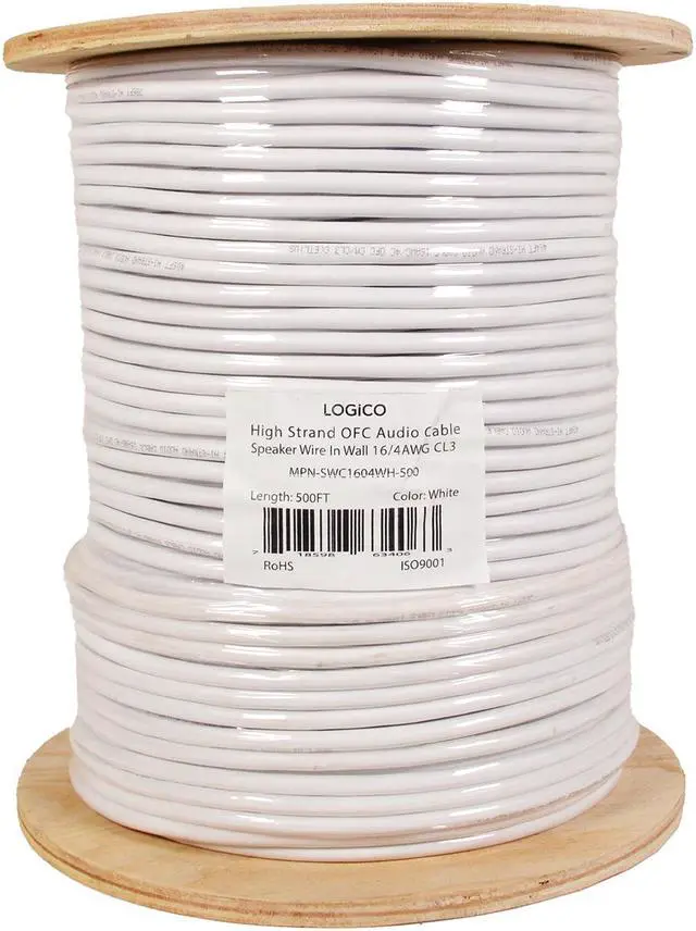 Alt view image 2 of 4 - 500ft Speaker Wire 16AWG 4 Conductor 16/4 CL3 In-Wall Audio Bare Copper Cable White